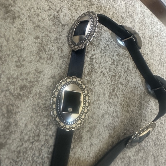 Lauren Ralph Lauren Black Leather Metal Conchos Accent Statement Belt L - Picture 4 of 10